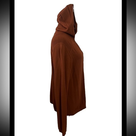 Chico’s 2 Hooded Zip Up Coffee Colored Sweater Large - Picture 3 of 7